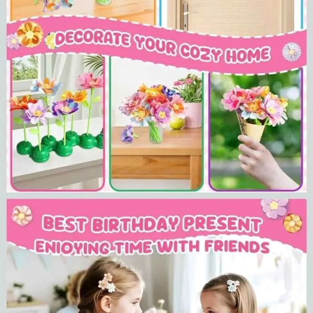Fabric Flower Bouquets Toys, DIY Flower Making Kit for Kids Brand New